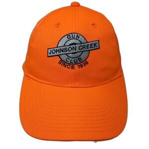 Johnson Creek Gun Club Since 1936 Strapback Baseball Cap Orange One Size 6 Panel